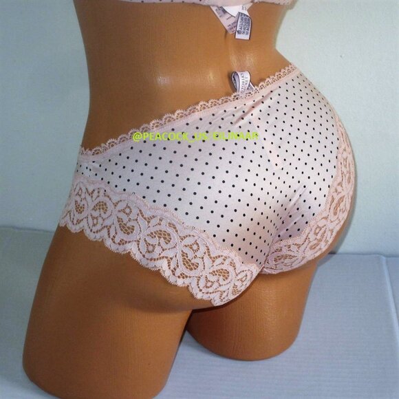 38DD/XL Victoria's Secret Body by Victoria Lined Demi Bra Set Bikini Peach Dot - Picture 11 of 11